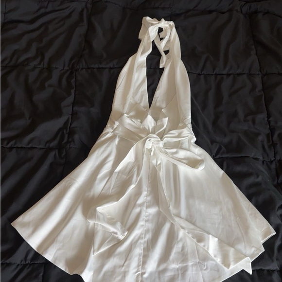 White Halter Cocktail Mini Dress - Picture 9 of 10